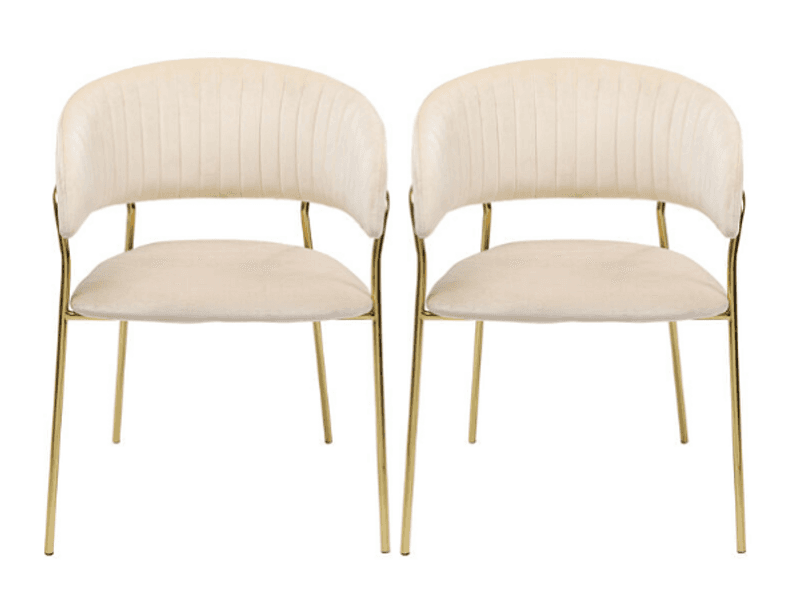 Silla reposabrazos Belle Velvet crema (2/Set)
